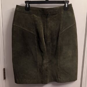 Vintage Melbourne Elements Olive Green Suede Pencil Skirt Size 14